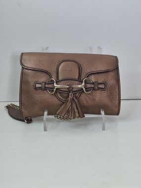 Gucci Bronze Metallic Leather Crossbody with Tassel